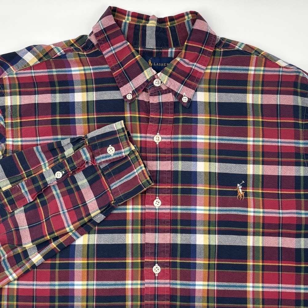 Polo Ralph Lauren Plaid Flannel Shirt Mens XL Classic Fit Flesh Pony Long Sleeve
